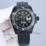 Swiss Replica Rolex Submariner Carbon Fiber Bezel Grey Black Skull Face 3135 Watch